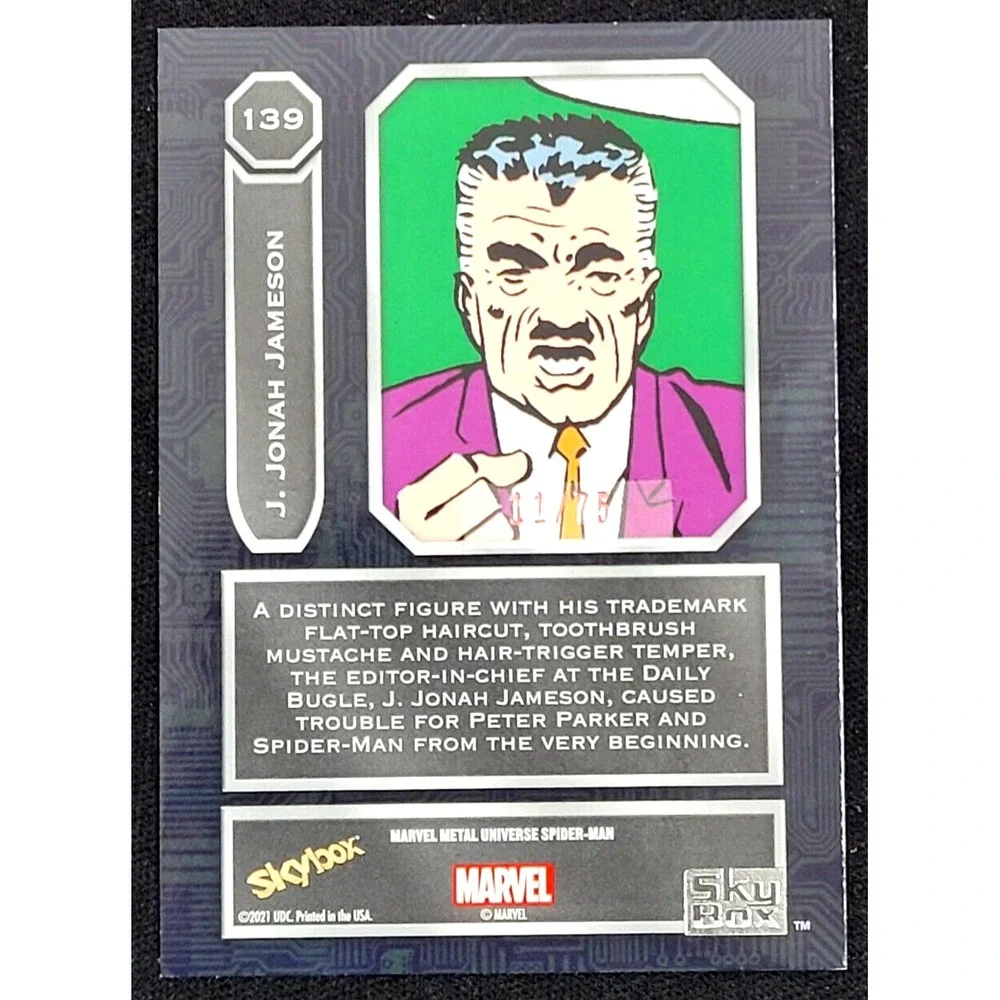 2022 MARVEL METAL UNIVERSE SPIDER-MAN‎ - J. JONAH JAMESON LIGHT FX PINK #D 11/75